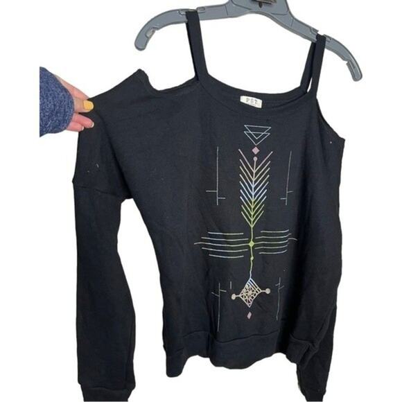 PST Project Social T cold shoulder dolman sweater colorful pattern Small NWOT - Picture 1 of 8